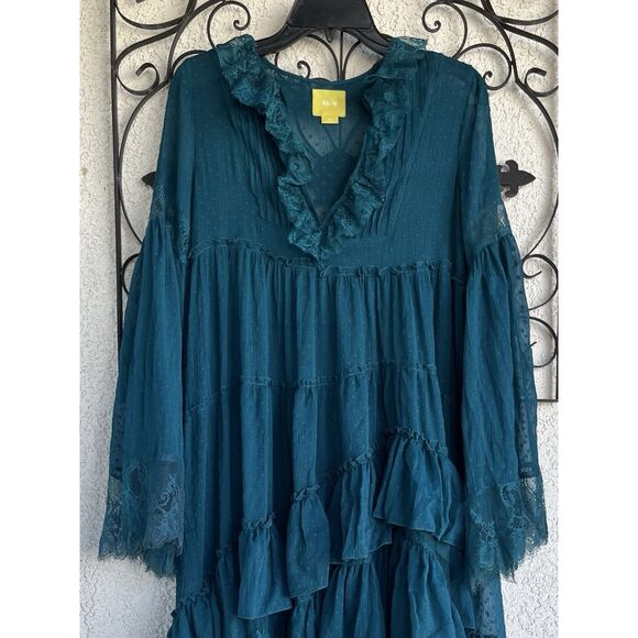 Maeve By Anthropologie Meadow Ruffle Dress - Size XS - Teal - Picture 6 of 10